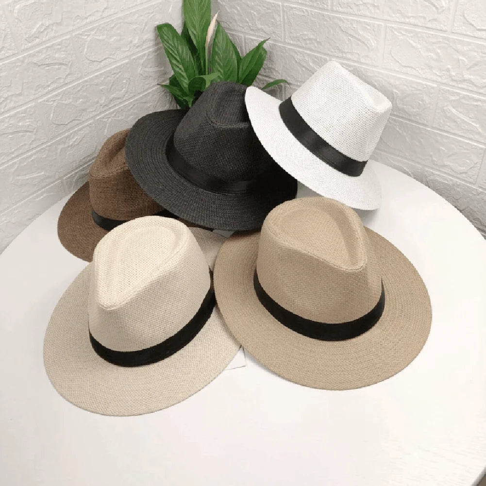 Wide Brim Straw Panama Hat – Unisex Beach Sun Cap