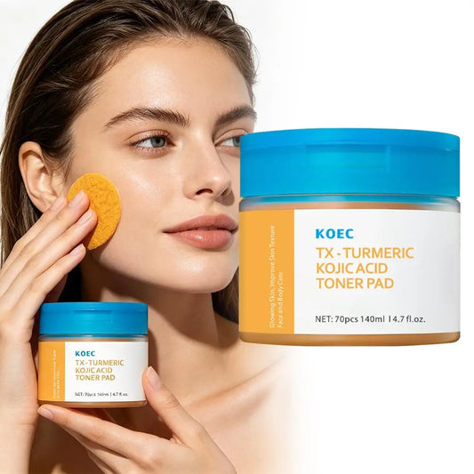 Turmeric & Kojic Acid Toner Pads – 70 Pc Brightening Exfoliant Facial Toner Pads Oasis Select