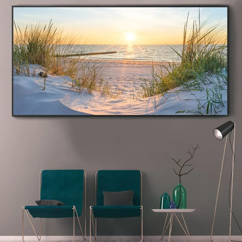 Beach Sunset Wall Art Posters Large Landscape Canvas Painting Print Nordic Wall Decoration Picture for Home Decor Unframed Peaceful Pleasures Health and Wellness