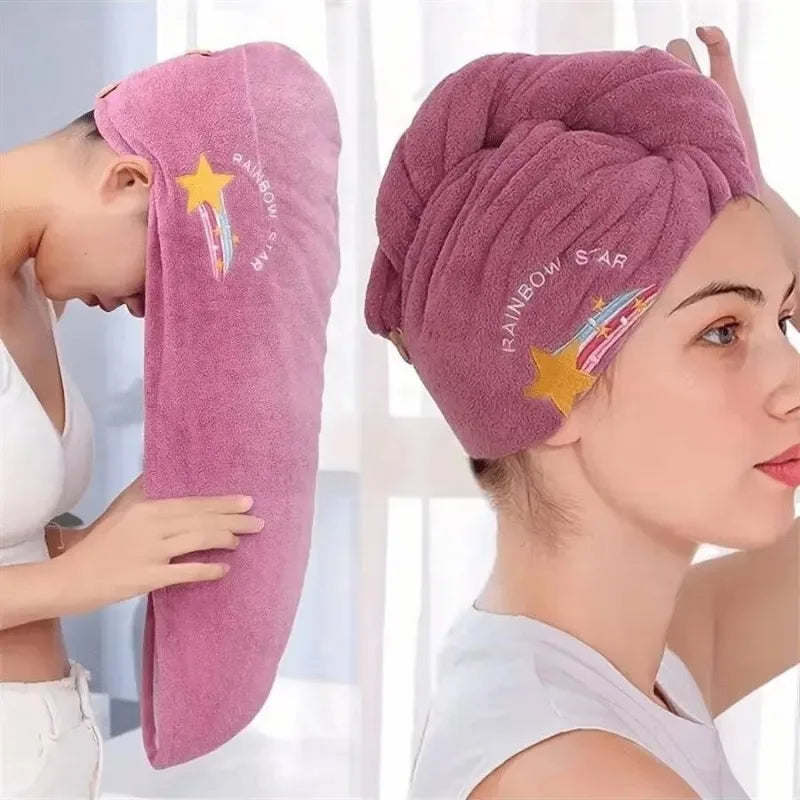 Coral Fleece Dry Hair Cap – Soft, Absorbent & Quick-Drying Hair Drying Cap Peaceful Pleasures Health and Wellness