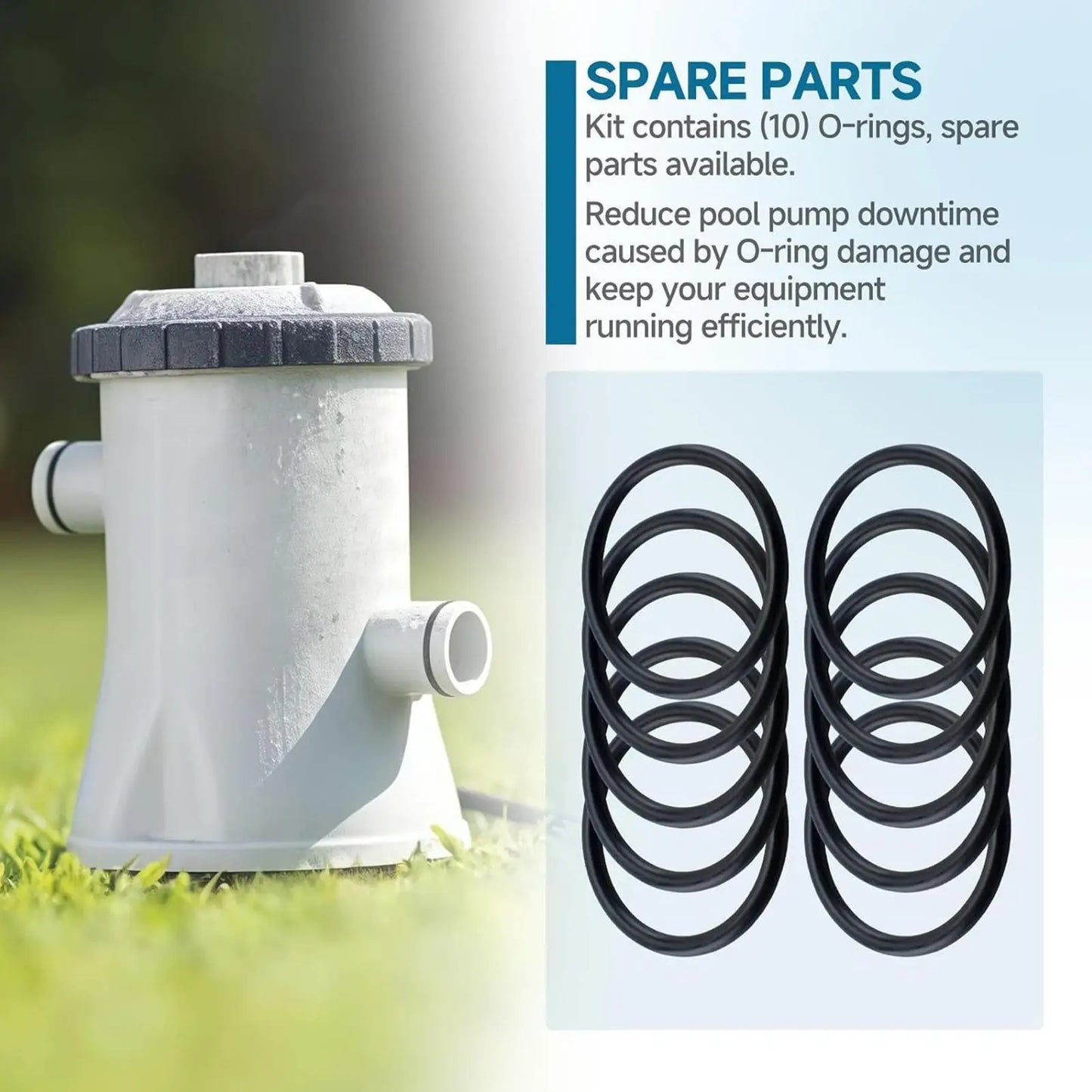 10-Pack Rubber O-Rings for Pool Pump Hose Connectors & Filters