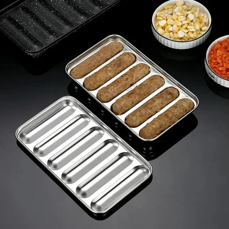 6 in 1 Sausage Maker Stainless steel Mold DIY Hot Dog Handmade ham sausage mould Kitchen Making and Refrigerated Hot Dog tool Peaceful Pleasures Health and Wellness