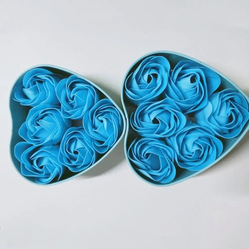 6Pcs Heart Scented Bath Body Petal Rose Flower Soap Wedding Decoration Gift Best Pink Blue Purple Red Four Color Soap Peaceful Pleasures Health and Wellness Blue