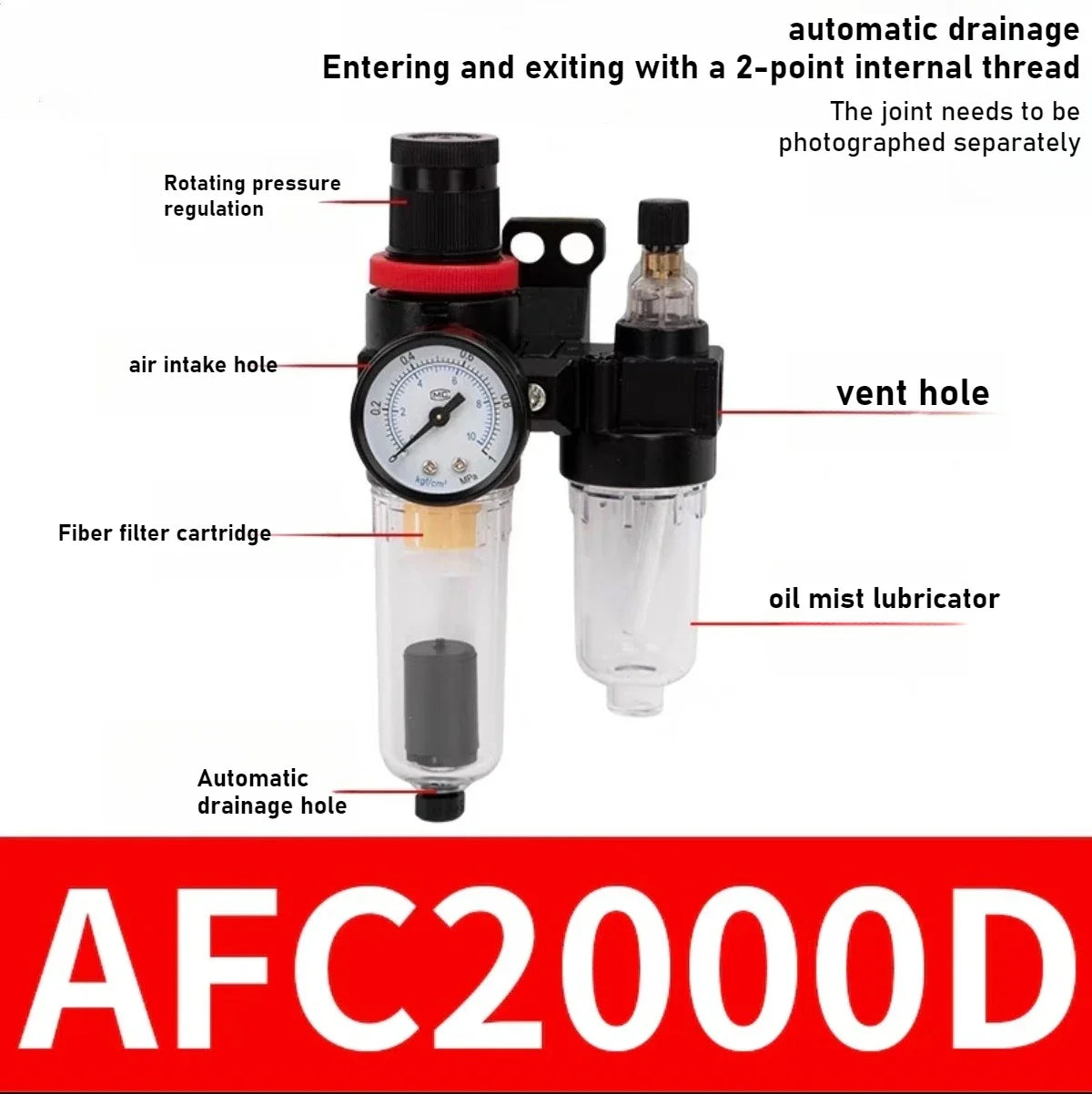 AFC2000 G1/4" Air Filter Regulator & Oil-Water Separator