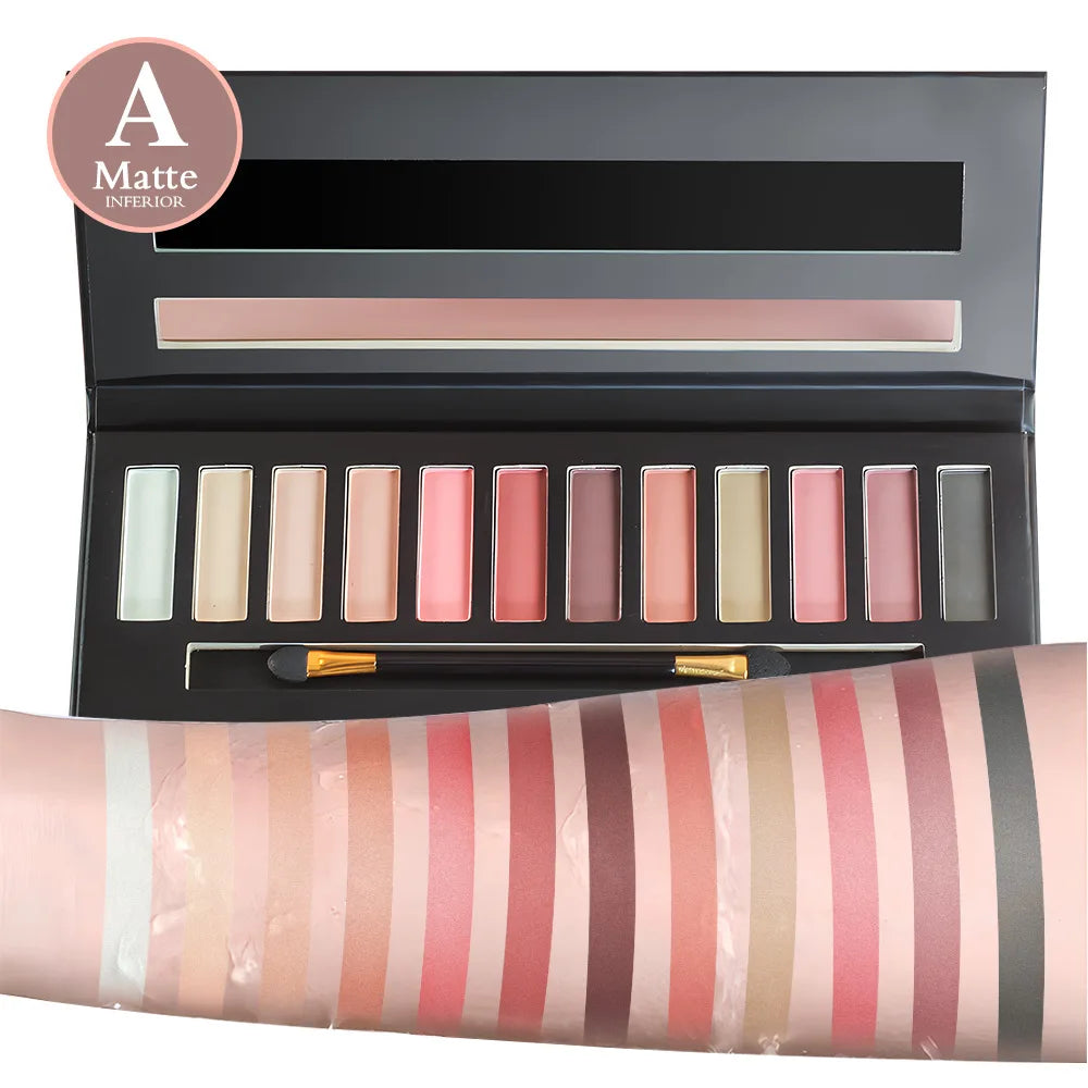 Fit Colors 12-Shade Eyeshadow Palette – Blush, Highlight & Contour
