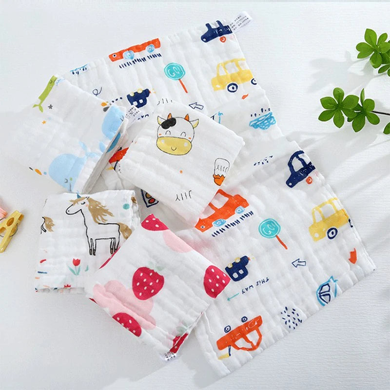 Baby 6-Layer Gauze Cotton Face Towel | Cartoon Handkerchief