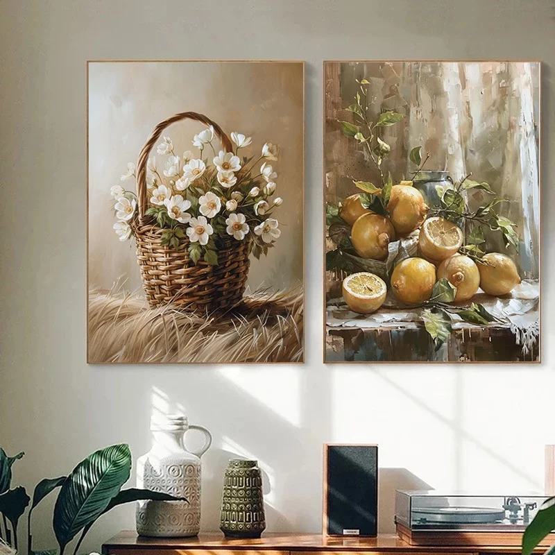 Books & Flowers Vintage Canvas Wall Art | Pink Farmhouse Print