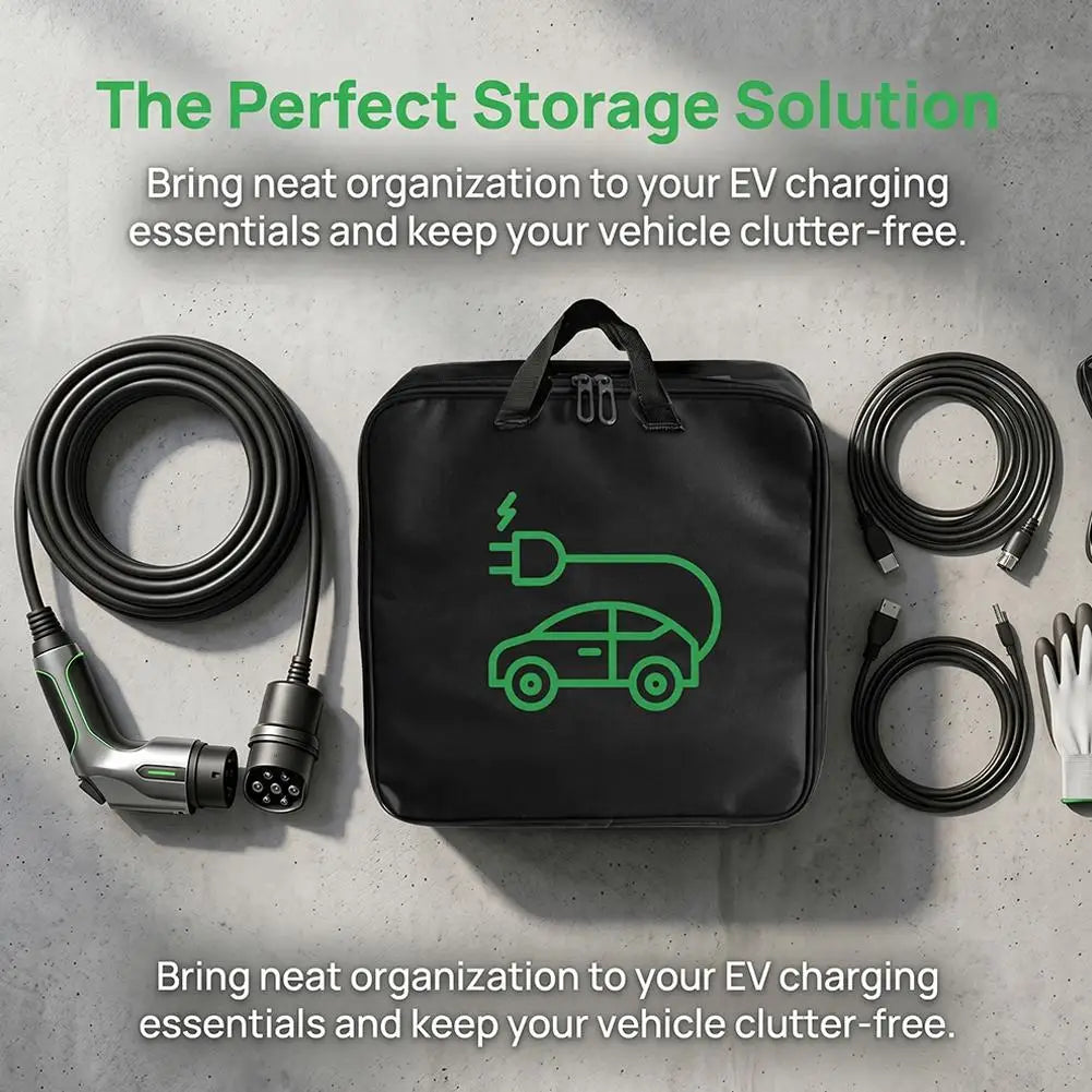 EV Charging Cable Storage Bag Waterproof Car Battery Cable Handled Bag EV Car Charging Gun Storage Organizer Peaceful Pleasures Health and Wellness