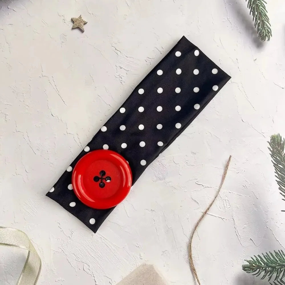 Wide Polka Dot Headband | Vintage Elastic Wrap for Yoga & Gym Hair Headband Peaceful Pleasures Health and Wellness