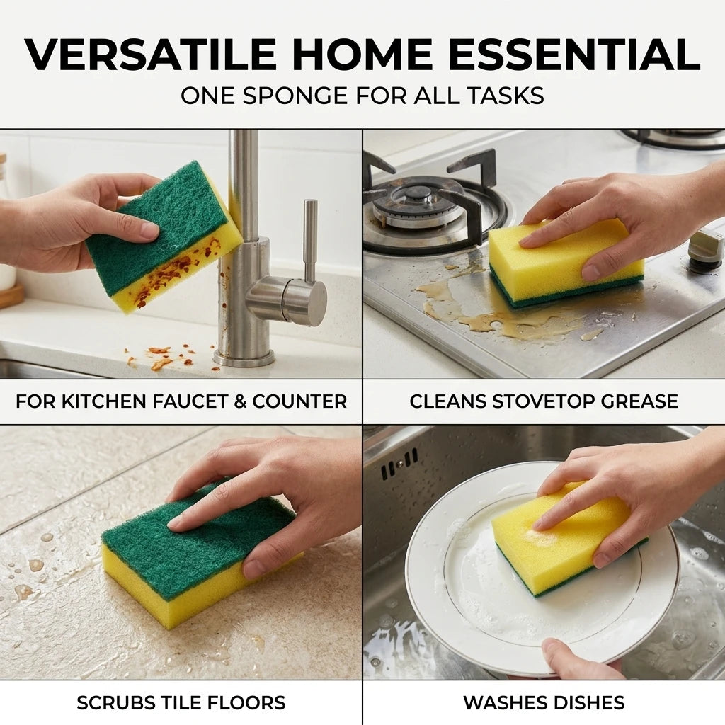 5/10pcs double-layer sponge, kitchen cleaning sponge, dishwashing sponge, multi-purpose cleaning sponge, size 10 x 7 x 3cm Peaceful Pleasures Health and Wellness