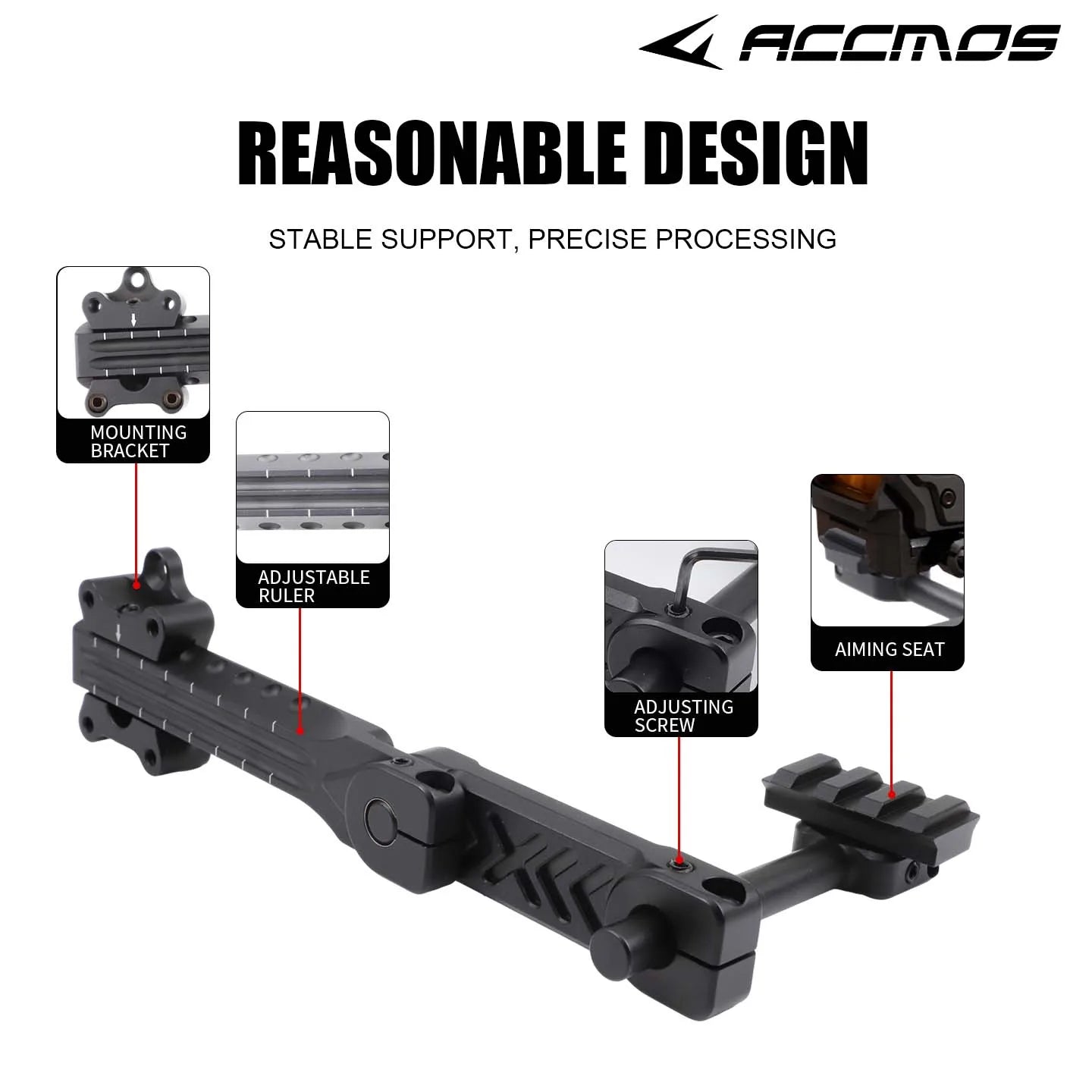 Compound Bow Sight Low-light Stand Black Aluminium Alloy Durable