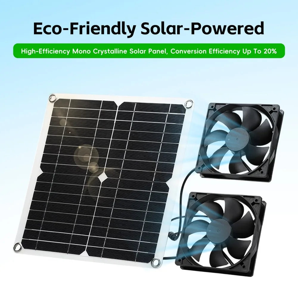 12W Solar Dual Fan Kit – IP65 Waterproof Outdoor Ventilation
