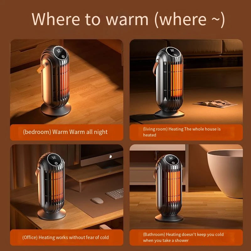 New 2000W Intelligent Desktop Space Heater Powerful PTC Ceramic Fast Heating 4 Heat Settings For Home Office Bedroom Use Peaceful Pleasures Health and Wellness