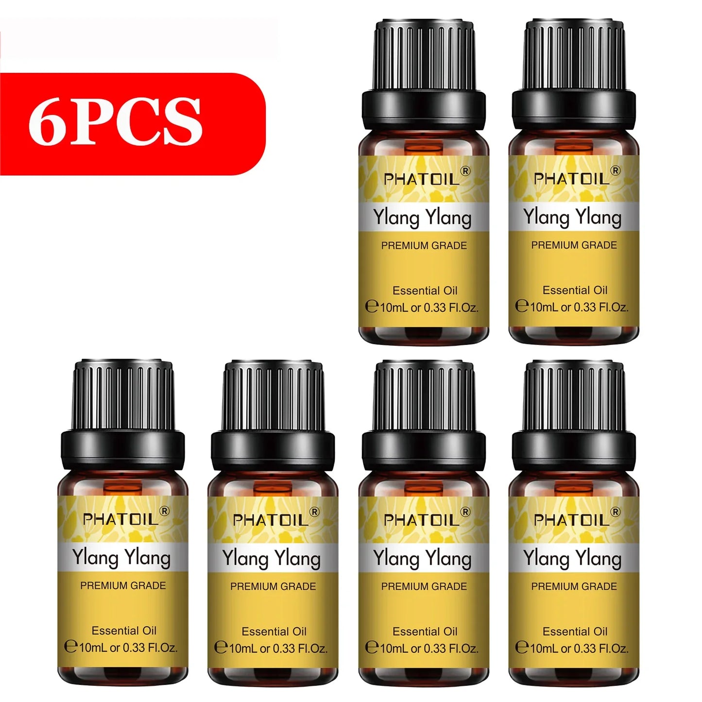 PHATOIL 6-Piece Pure Essential Oil Set – Diffuser & Aromatherapy