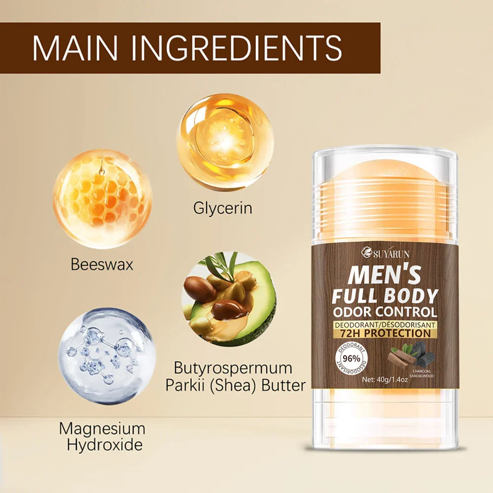 SUYARUN Natural Deodorant Stick – 72H Full Body Freshness