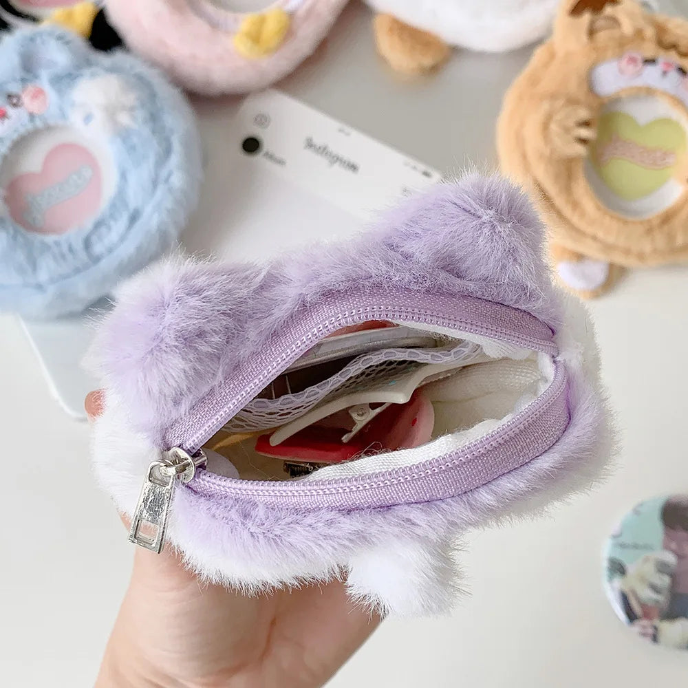 Dopamine Plush Badge Bag Mini Wallet Protective Cover Decorative