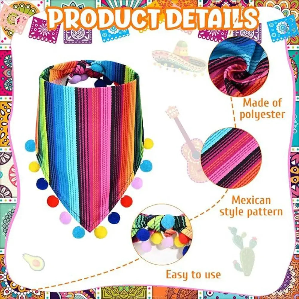 Mexican Pet Hat Scarf & Glasses Costume Set for Small Dogs