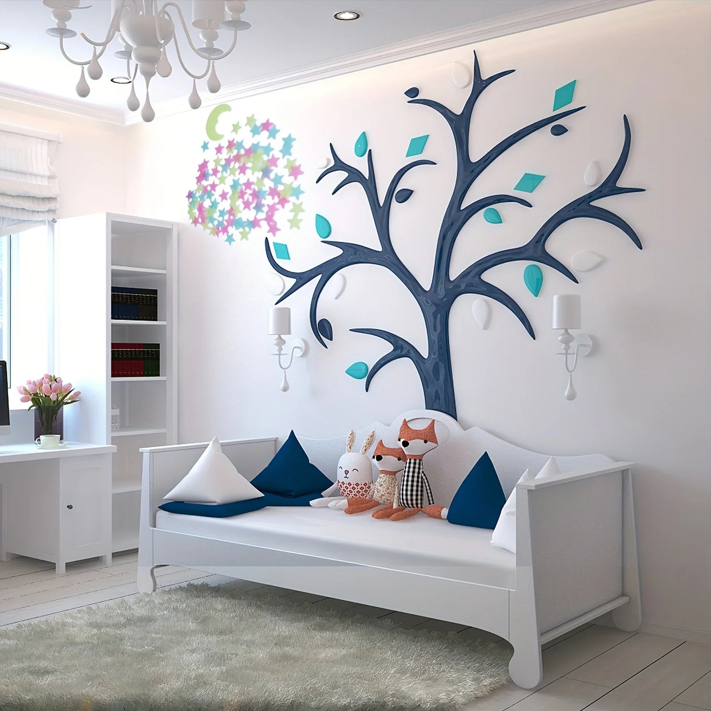 100Pcs Glow in the Dark Star & Moon 3D Wall Stickers – Bedroom
