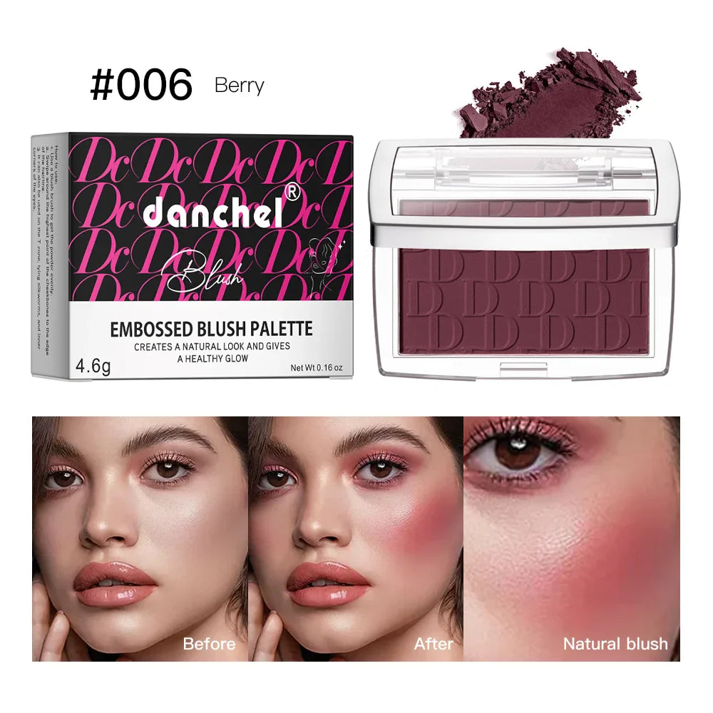 Matte Embossed Blush Palette – High-Pigment Pink & Coral Powder