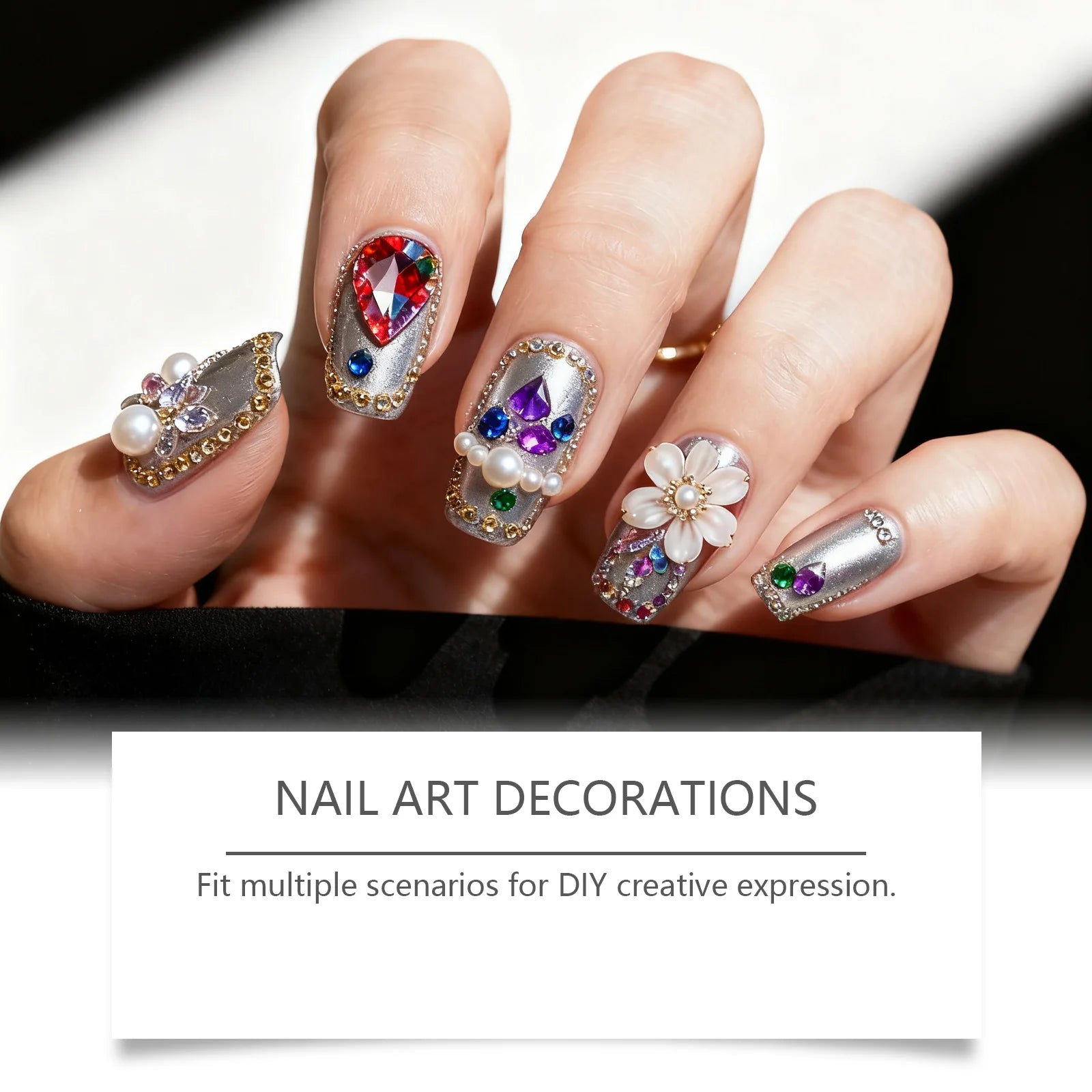 Glitter Art Rhinestone Colorful Popular DIY Nail Decorations Home DIY Nail Art Create Nails Jewelry Diamond Rhinestones 12 Grids Peaceful Pleasures Health and Wellness