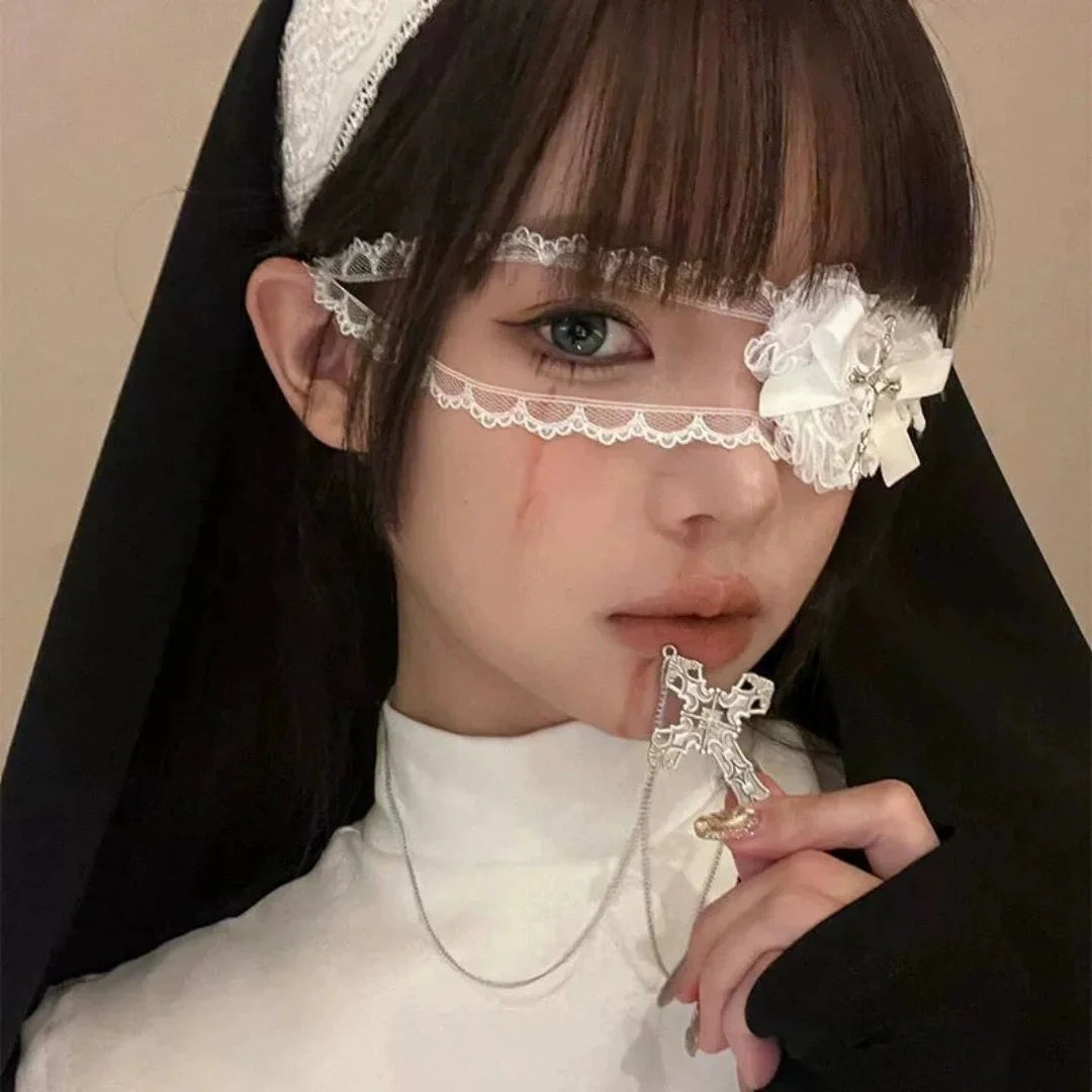 UYEE Beltgothic Lace Heart Thigh Garter Waist Sash Cross Charm Leg