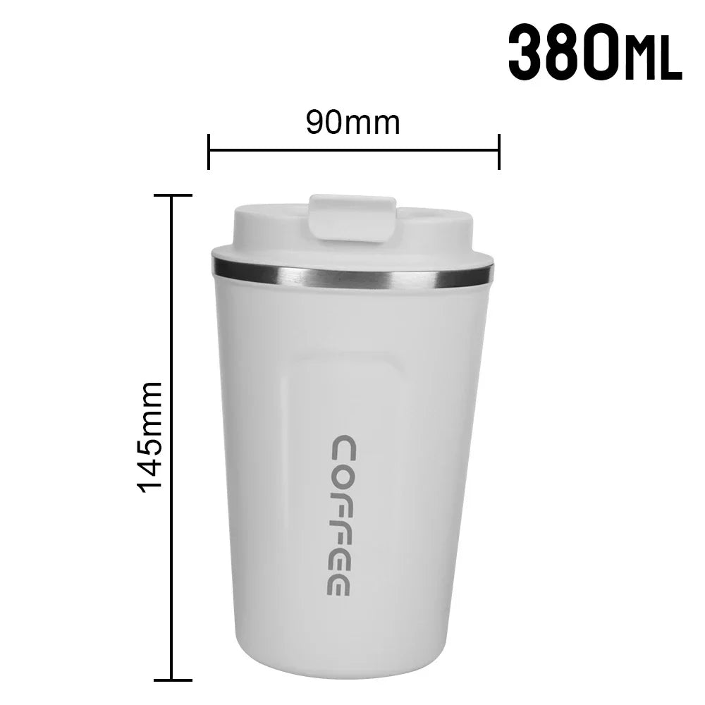 Hot 380/510ML Thermo Cafe Leak_Proof Travel Thermo Cup Double Stainless Steel for Tea Water Coffee Coffee Mug Car Thermos Mug Peaceful Pleasures Health and Wellness 380ML White as picture show