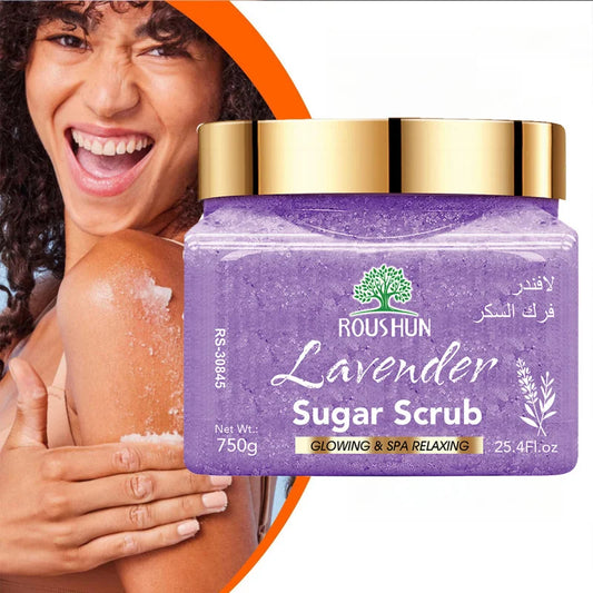 ROUSHUN Lavender Sugar Scrub Large Capacity Family Pack Body Scrub Gentle Deep Cleansing Skin 750g Peaceful Pleasures Health and Wellness