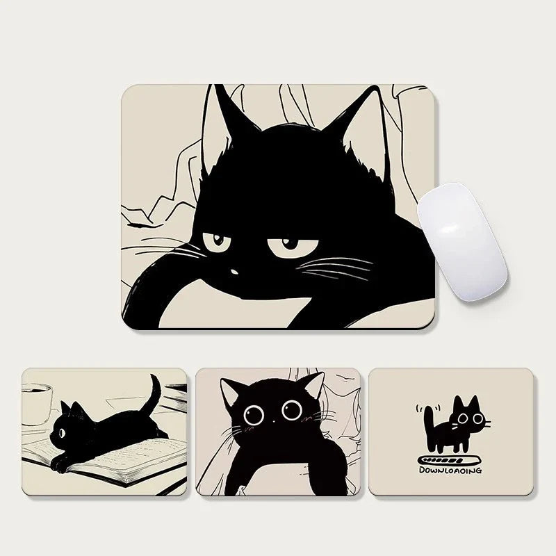Black Cat Mousepad – Non-Slip Natural Rubber Desk Mat