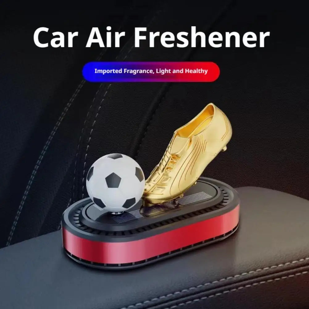 Solar Automatic Rotating Football Golden Boot Aromatherapy Diffuser Car Aromatherapy Brand Shoes Decoration Car Air Freshener Peaceful Pleasures Health and Wellness