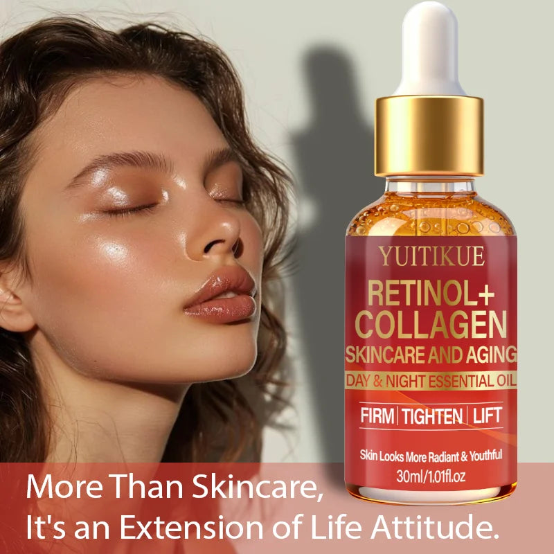 YUITIKUE Retinol + Collagen Essential Oil 30ml Day & Night Firming, Tightening & Lifting Anti-Aging Serum Peaceful Pleasures Health and Wellness
