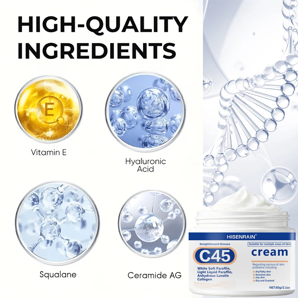 HISENRAIN Plant Squalane & Hyaluronic Acid Face Cream, 72Hr Intense Moisture, Skin Barrier Repair, Hypoallergenic Vegan Formula. Peaceful Pleasures Health and Wellness