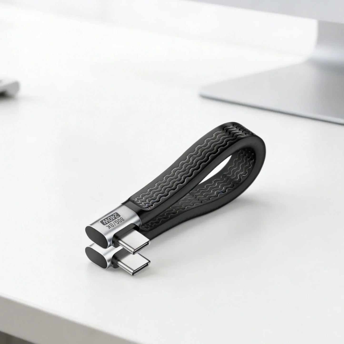 USB4 Type-C Flat Cable 240W 80Gbps 8K 60Hz – 13cm Short
