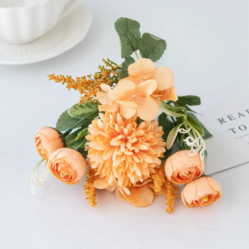 Silk Hydrangea & Tea Rose Artificial Flowers | UV Protection