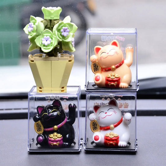 Solar Powered Luck Cat Waving Cat Solar Cat Solar Cute Waving Cat Good Luck Wealth Welcoming Cats Home Display Car Decoration Peaceful Pleasures Health and Wellness