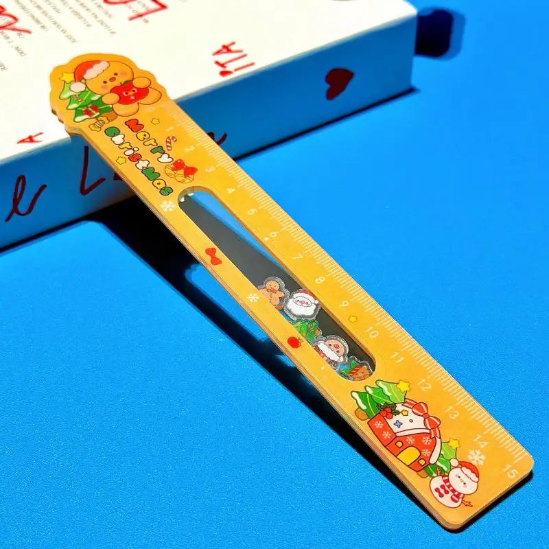 Christmas Cartoon Ruler – Santa & Snowman Holiday Stationery