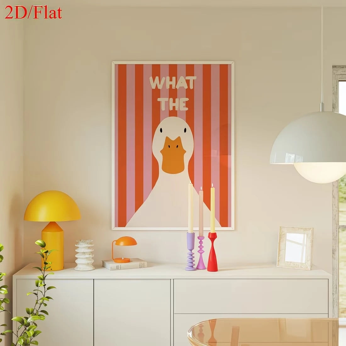Pink & Orange Duck Canvas Wall Art Print | Modern Home Decor
