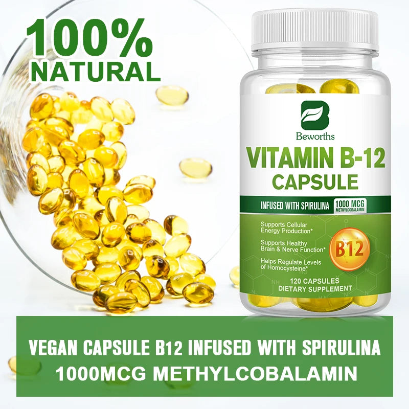 Organic Vitamin B12 Capsules 1000mcg – Energy, Brain & Nerve Support Peaceful Pleasures Health and Wellness