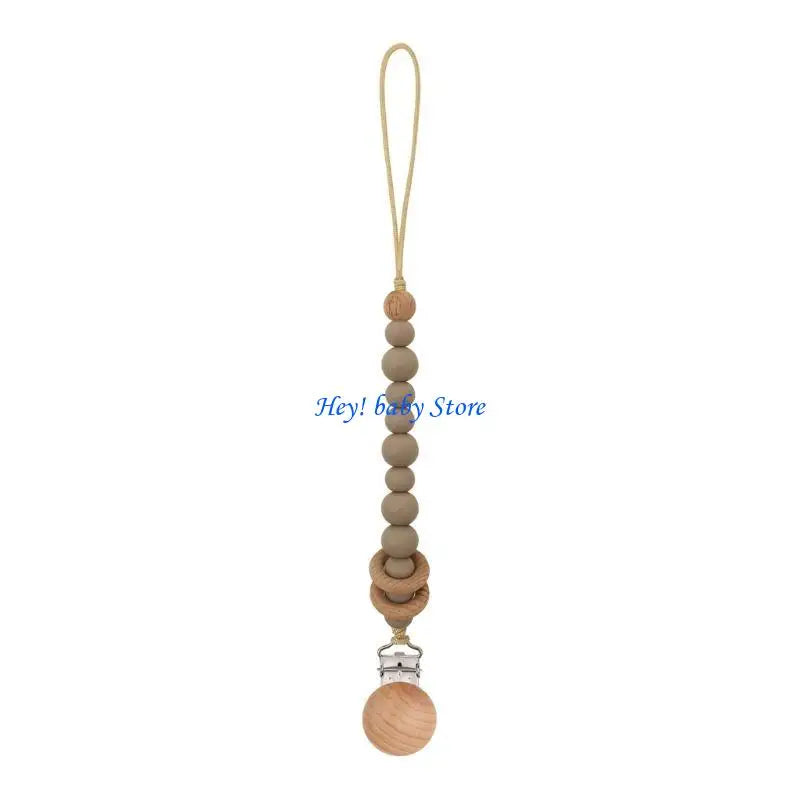 Handmade Wooden Silicone Baby Pacifier Soother Chain | 0–12M