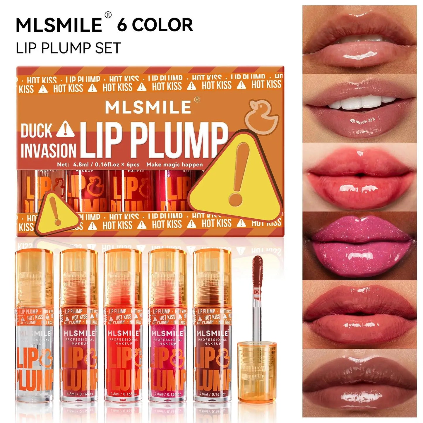 MLSMILE Lip Plumper Gloss Oil Set – Mirror Shine, 6 Piece