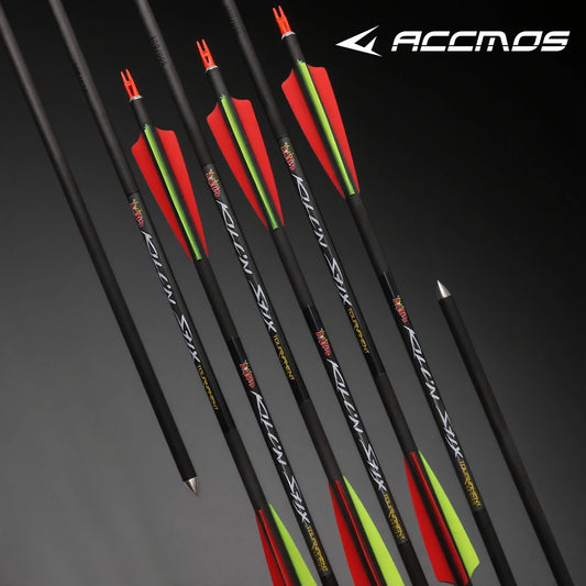 6 12 Pure Carbon Arrow Spine 200 250 300 350 Shaft Compound Recurve Peaceful Pleasures Health and Wellness 12pc-sp300 red black