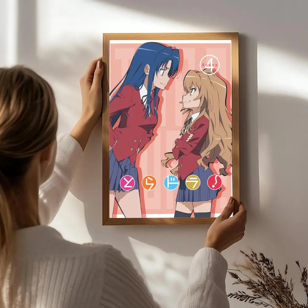 Anime T-Tiger & Dragon Poster HD Self Adhesive Waterproof Wall Art Ideal for Home Office Dorm Bedroom Great Gift Peaceful Pleasures Health and Wellness White2 40X50cmNoframe