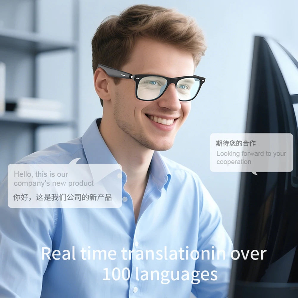 AI Intelligent Translation Glasses Sports Driving Sunglasses Support Above 130 Languages Music Headphones Glasses for Men Women Peaceful Pleasures Health and Wellness