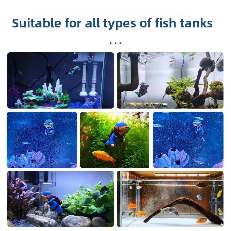 Creative Aquarium Floating Ornaments Diver&Girl Mini Decor Floating Fish Tank Turtle Cylinder Suspended Ornament Accessories Peaceful Pleasures Health and Wellness