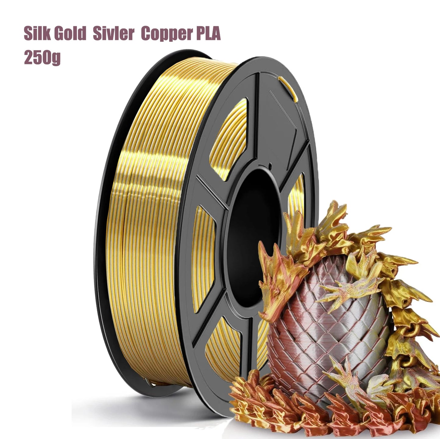 DINGSUN 3D Silk PLA Filament 1.75mm Shiny Clog-Free 0.25kg
