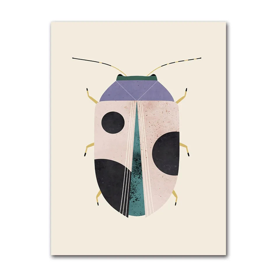 Butterfly Wall Art Ladybug Tiger Moth Beetle Feather Canvas Painting Nordic Poster Printing Wall Picture Bedroom Decoration Peaceful Pleasures Health and Wellness 61069-06 20x30cm