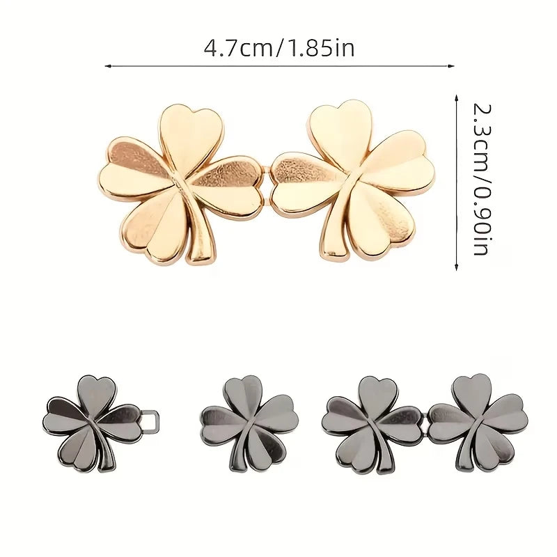 4Pairs Adjustable Waist Tightener Four Leaf Clover Trousers Buckles