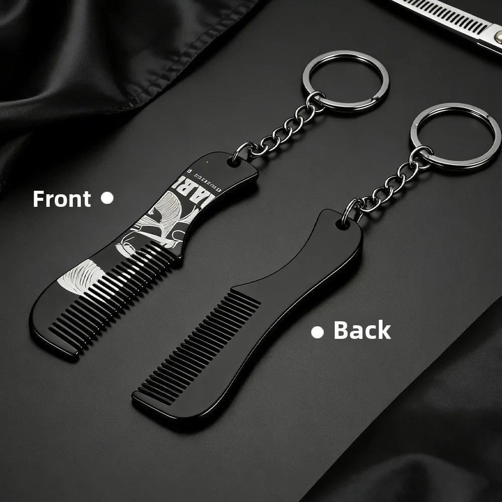 1set Pattern Plastic Foldable Beard Mustache Comb Fine Tooth Folding Hair Comb Travel Portable Mini Beard Comb with Key Chain Peaceful Pleasures Health and Wellness
