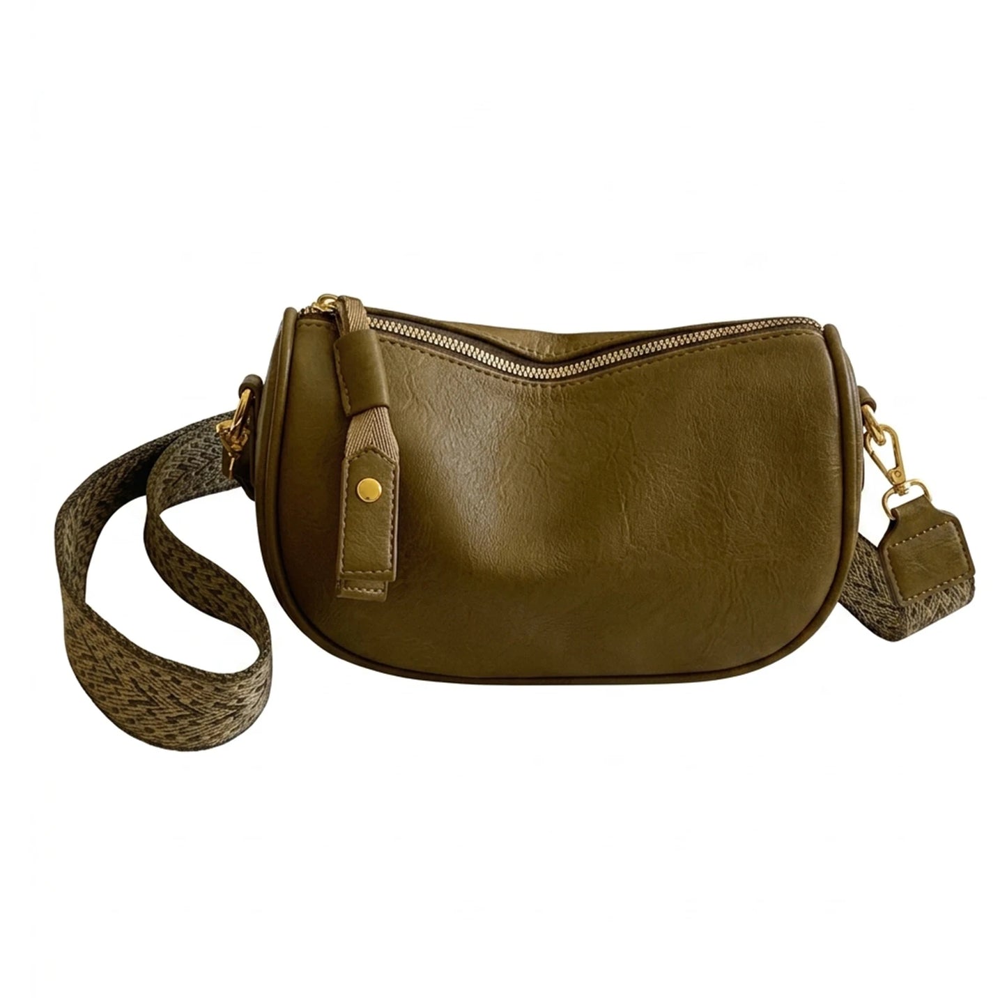 Women Bag Pillow Shape Shoulder Crossbody Handbag With Adjustable Strap Peaceful Pleasures Health and Wellness Khaki