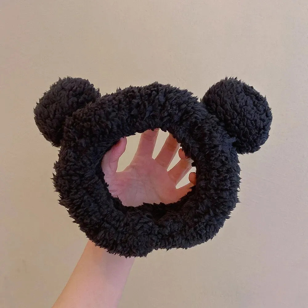 Cute Bear Hair Band Women's Face Wash Facial Mask Makeup Headwear Plush Hair Band Anti Slip Hair Band Hair Hccessories Peaceful Pleasures Health and Wellness Black