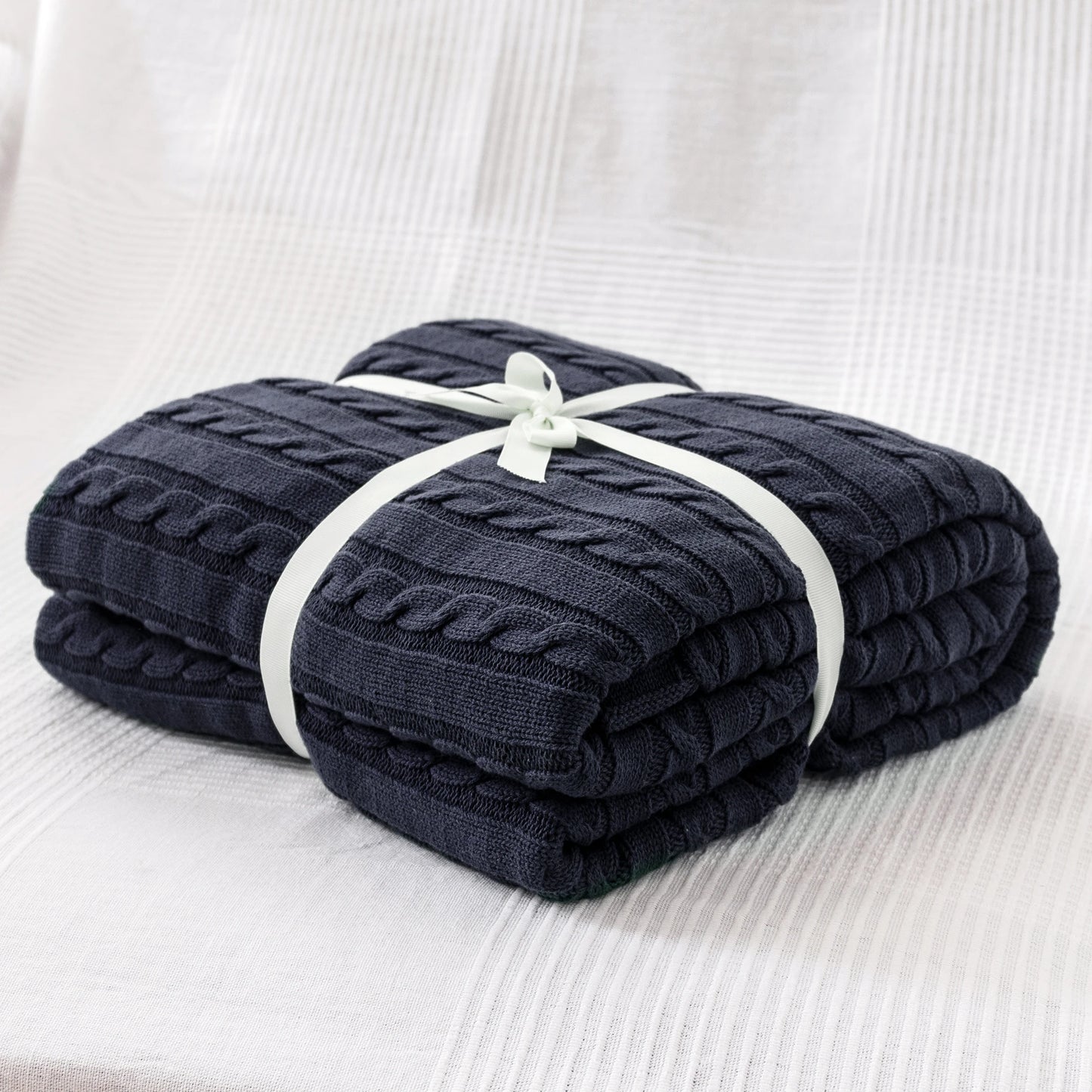 Battilo 100% Cotton Cable Knit Throw Blanket | Sofa & Bed